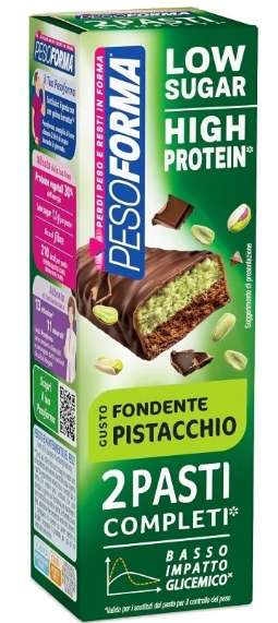 Pesoforma Barrette Pasti Low Sugar Fondente e Pistacchio 2 Pezzi